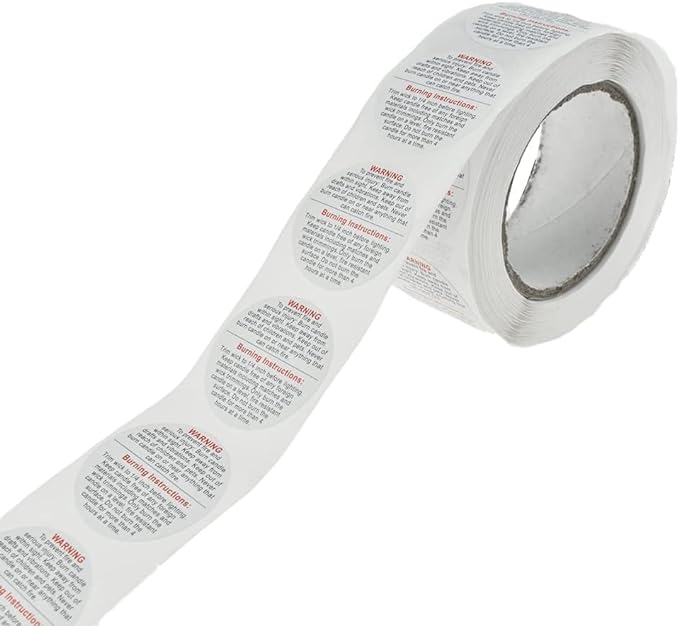 Candle Care Stickers Roll ( 1.5 inch Circle) 500 Stickers