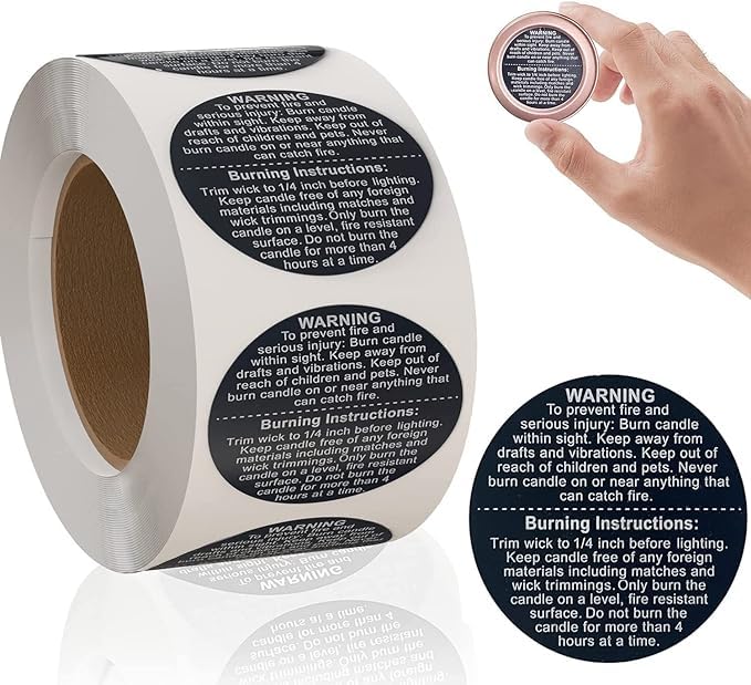 Candle Care Stickers Roll ( 1.5 inch Circle) 500 Stickers