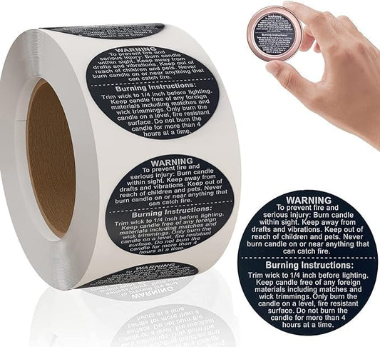 Candle Care Stickers Roll ( 1.5 inch Circle) 500 Stickers