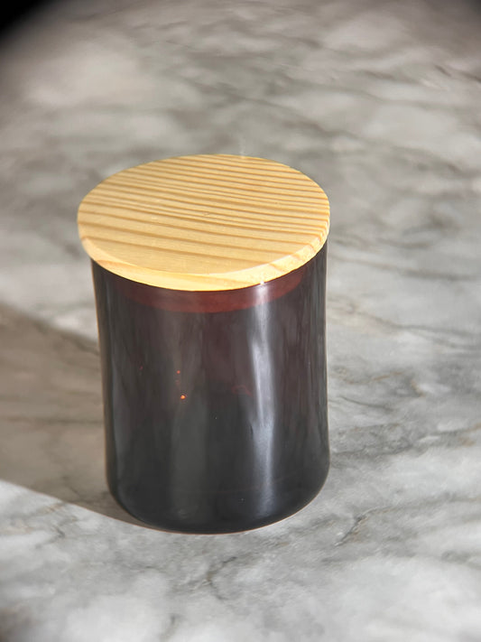 Amber Glass Jar with Bamboo Lid