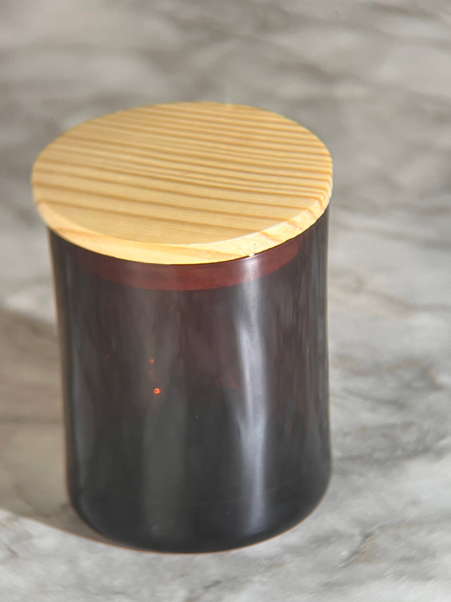 Amber Glass Jar with Bamboo Lid