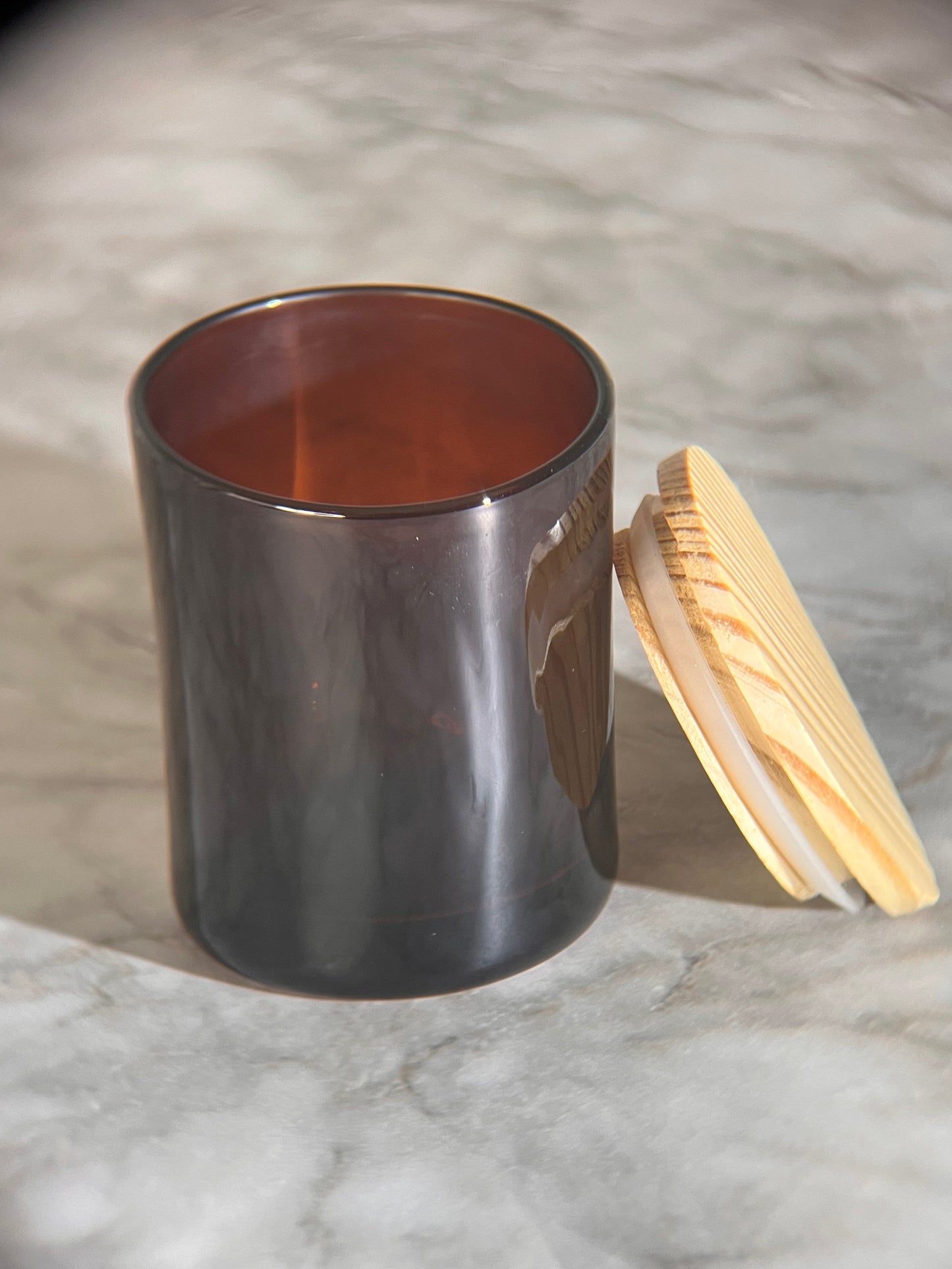 Amber Glass Jar with Bamboo Lid