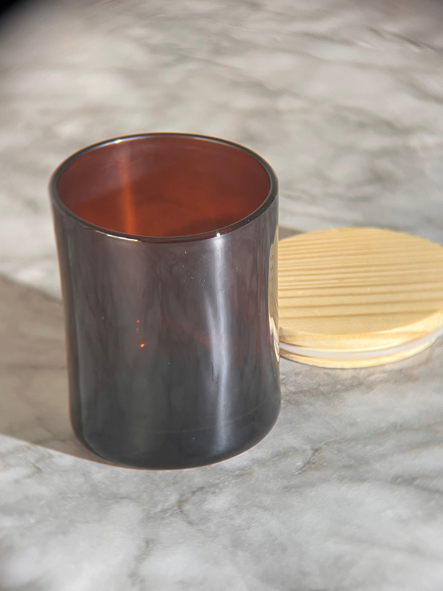 Amber Glass Jar with Bamboo Lid
