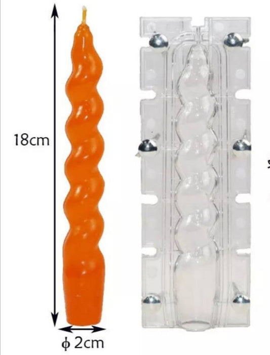 Polycarbonate Twisted Pillar Candle Mold - 18cm x 2cm