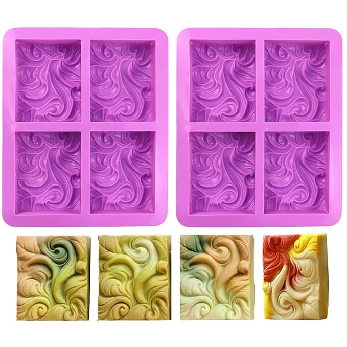 Ocean Wave Square Silicone Soap Mold – 4 Cavities
