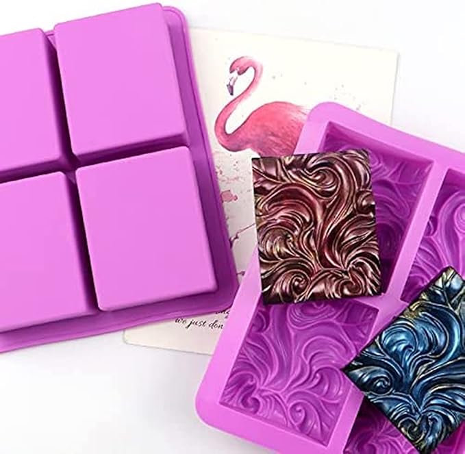 Ocean Wave Square Silicone Soap Mold – 4 Cavities