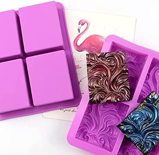 Ocean Wave Square Silicone Soap Mold – 4 Cavities